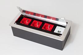 Люк настольный на 4 поста (45х45), металл, серебро, IP20 300012 SPL