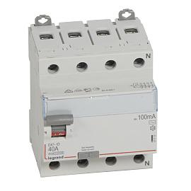 Устройство защитного отключения (УЗО) DX3 40А 4П четырехполюсный C 100мА 400В 4 модуля 411713 Legrand