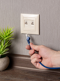 Розетка RJ45+RJ45 компьютерная Валенсия скрытой установки в сборе кремовый EWK02-035-20 EKF PROxima