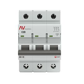Выключатель автоматический 20А 3П трехполюсный C 10kA AV-10 AVERES mcb10-3-20C-av EKF