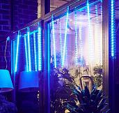 Гирлянда Занавес Метеор 2х0,5м 240Led 8 подвесов синий свет прозрач провод 1,5м соединяемый IP44 ULD-E2405 11123 Uniel