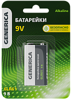 Батарейка (элемент питания) щелочая Alkaline 6LR61 9V (1шт/блистер) ABT-6LR619V-ST-L02-G GENERICA