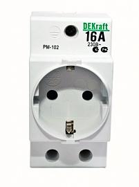 Розетка модульная на DIN-рейку 2P+PEN 16A РМ-102 220В D 18012DEK DEKraft SE