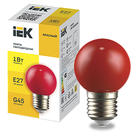 LIGHTING Лампа светодиодная декоративная G45 шар 1Вт 230В красный E27 IEK