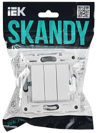 Выключатель 3-клавишный 10А SK-V11W арктический белый SKANDY SK-V30-0-10-K01 IEK