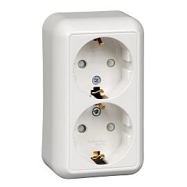 Розетка двухместная с заземлением открытой установки РА16-214-б/RA16-214-B Wessen ПРИМА Systeme Electric