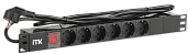 Блок 6 розеток ITK PDU черный DIN49440 LED-выключатель PH12-6D1-P IEK