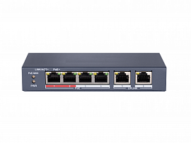 Коммутатор сетевой неуправляемый PoE 4 x 10/100M PoE, 2 × 10/100M, общий бюджет PoE 35Вт DS-S604P HiWatch