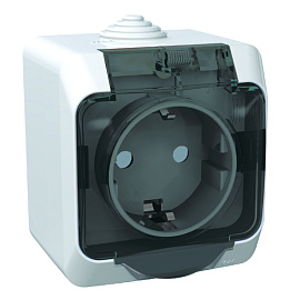 Розетка с заземлением со шторками ЭТЮД открытой установки IP44 PA16-044B Schneider Electric