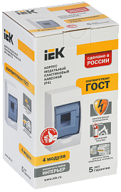 Бокс пластиковый ЩРН-П- 4 IP41 навесной KREPTA 3, 200х112х92 MKP12-N-04-40-20 /уп.20шт/ IEK