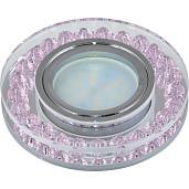 Светильник встраиваемый DLS-P102 GU5.3 CHROME/PINK декоративный ТМ "Fametto", серия "Peonia", GU5.3. металл, хром. Отделка стекло, прозрачный с элементами розового. 09986 Uniel
