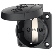 Розетка кабельная силовая 16/230/2 встраиваемая SCHUKO черная IP54 11012 Mennekes