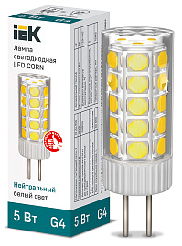 Лампа светодиодная CORN капсула 5Вт 12В 4000К керамика G4 IEK