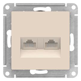 Розетка двойная Atlasdesign скрытой установки компьютерная RJ45+RJ45, cat. 5E механизм бежевый ATN000285 Systeme Electric