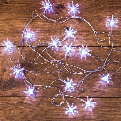 Изображение товара Гирлянда Снежинки 2,8м 20Led холодный белый свет контроллер 8 режимов прозрачный провод IP20 303-036 Neon-Night