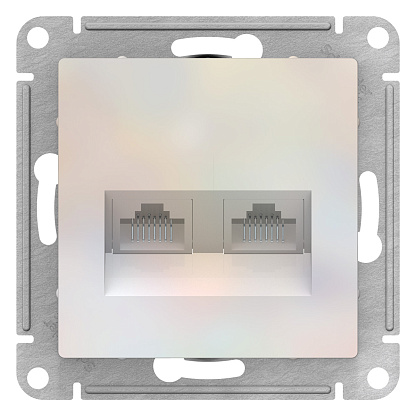 Изображение товара Розетка двойная Atlasdesign скрытой установки компьютерная RJ45+RJ45, cat. 5E механизм жемчуг ATN000485 Schneider Electric