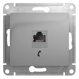 Розетка RJ11 телефонная GLOSSA скрытой установки механизм алюминий GSL000381T Systeme Electric