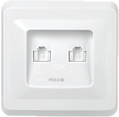Розетка двухместная RJ45+RJ45 компьютерная РК10-2-ВБ Cat5e белый ВЕГА (EKV25-K01-DM) IEK