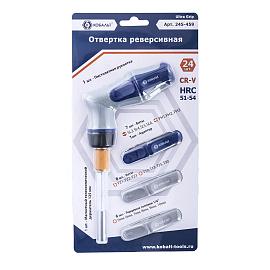 Отвертка реверсивная  Ultra Grip пистолетная, телескопическая, с набором бит и торцевых голов КОБАЛЬТ 245-459
