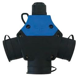 Розетка переносная 3х16А, 250В, IP44 (тройник) каучук черная Tplast 31.01.314.0300 /кор.4 шт/
