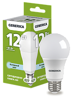Лампа светодиодная A60 груша 12Вт 230В 6500К E27 GENERICA