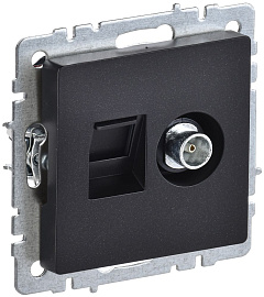 Розетка ТВ+комп. TV+RJ45 кат.5E черный мех-м BRITE РТВ/РК12-БрЧ BR-AK20-1-K02 IEK