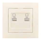Розетка RJ45+RJ45 компьютерная Валенсия скрытой установки в сборе кремовый EWK02-035-20 EKF PROxima