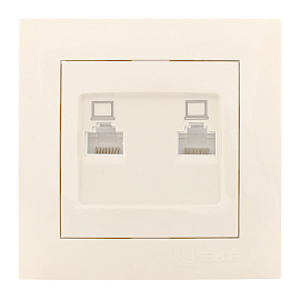 Розетка RJ45+RJ45 компьютерная Валенсия скрытой установки в сборе кремовый EWK02-035-20 EKF PROxima