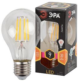 Лампа светодиодная 9 Вт E27 A60 2700К 855Лм прозрачная 170-265В груша (F-LED A60-9W-827-E27) Б0043433 ЭРА