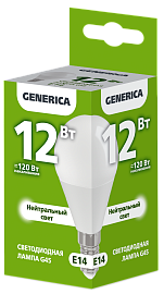 Лампа светодиодная G45 шар 12Вт 230В 4000К E14 GENERICA