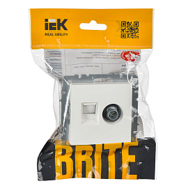 Розетка ТВ+комп. TV+RJ45 кат.5E белый мех-м BRITE РТВ/РК12-БрБ BR-AK20-1-K01 IEK