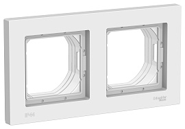 Рамка для розеток и выключателей 2 поста Atlasdesign Aqua IP44 горизонтальная белый ATN440102 Systeme Electric