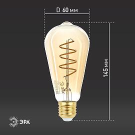 Лампа светодиодная F-LED ST64-7W-824-E27 spiral gold (филамент, спир зол, 7Вт, тепл, E27) (20/960) ЭРА