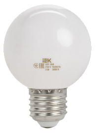 LIGHTING Лампа светодиодная декоративная G60 шар 3Вт 230В теплый белый E27 IEK