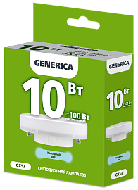 Лампа светодиодная T80 таблетка 10Вт 230В 6500К GX53 GENERICA