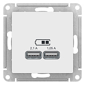 Розетка USB двойная Atlasdesign скрытой установки 5В двухместная 2,1А+1,05А механизм белый ATN000133 Systeme Electric