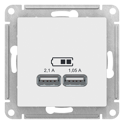 Изображение товара Розетка USB двойная Atlasdesign Systeme Electric скрытая установка белая