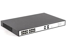 Коммутатор PoE Plus, мощность 260Вт, порты:16-Ethernet, 2-Uplink, 2-SFP SKAT PoE-16E-2G-2S Бастион