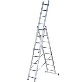 Лестница трехсекционная 3х9 ступеней, 2,57-6,41 м; алюминий FIT 65434