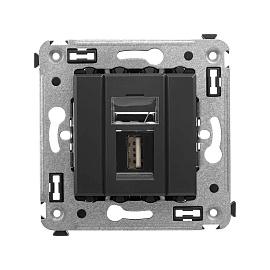 Розетка USB 2.0 Avanti скрытой установки тип А-А черный матовый 4412403 DKC