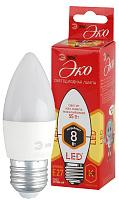 Лампа светодиодная 8 Вт E27 B35 2700К 640Лм матовая 220-240В свеча ( ECO LED B35-8W-827-E27 ) Б0030020 ЭРА