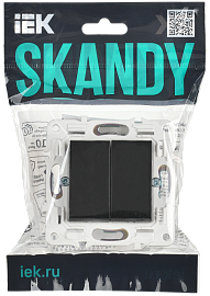 Выключатель 2-клавишный проходной 10А SK-V05Bl черный SKANDY SK-V22-0-10-K02 IEK