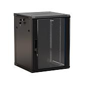 Hyperline TWB-0945-GP-RAL9004 Шкаф настенный 19-дюймовый (19"), 9U, 500x600х450мм, стеклянная дверь с перфорацией по бокам, ручка с замком, цвет черный (RAL 9004) (разобранный)
