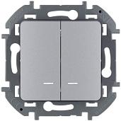 Переключатель двухклавишный с подсветкой INSPIRIA 10A 250 В алюминий 673667 Legrand