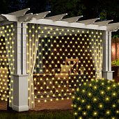 Гирлянда Сеть 1,2х1,5м 144Led теплый белый свет прозрачный провод 24V (блок питания не в комплекте) IP44 Б0041909 ЭРА