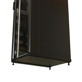 Шкаф напольный 32U 1610x600х600 мм (ВхШхГ) передняя стеклянная дверь со стал. перфорированными боковинами задняя дверь сплошная черный (RAL 9004) (разобранный) WRline WR-TT-3266-AS-RAL9004