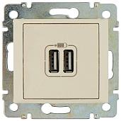 2-pозетка USB слоновая кость Valena
