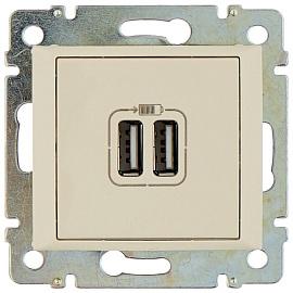 2-pозетка USB слоновая кость Valena
