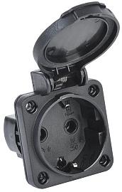 Розетка панельная SCHUKO РП14-3 с крышкой IP54 черный MAGNUM  PSN71-016-3-2-54-K02 IEK