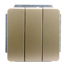 Механизм выключателя  трехклавишного С1В3-005  (матовое золото)   Gusi Electric